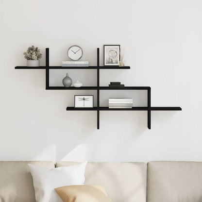 Scaffale a Parete Rovere Nero 124,5x18x60,5 cm in Truciolato