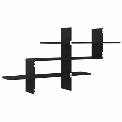 Scaffale a Parete Rovere Nero 124,5x18x60,5 cm in Truciolato