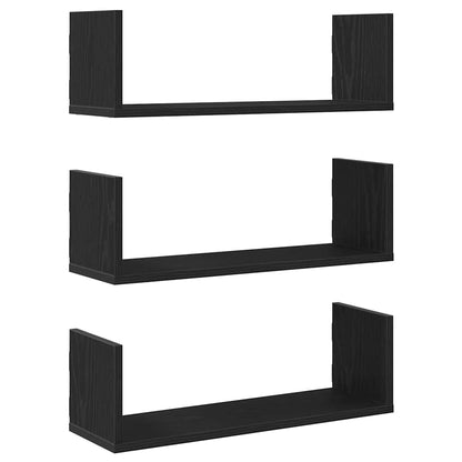 Mensole da Parete 3pz Rovere Nero 58x18x18 cm in Truciolato
