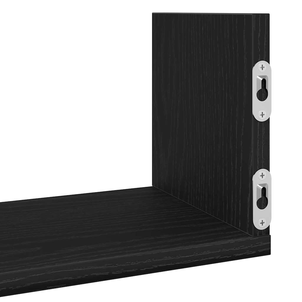 Mensole da Parete 3pz Rovere Nero 58x18x18 cm in Truciolato