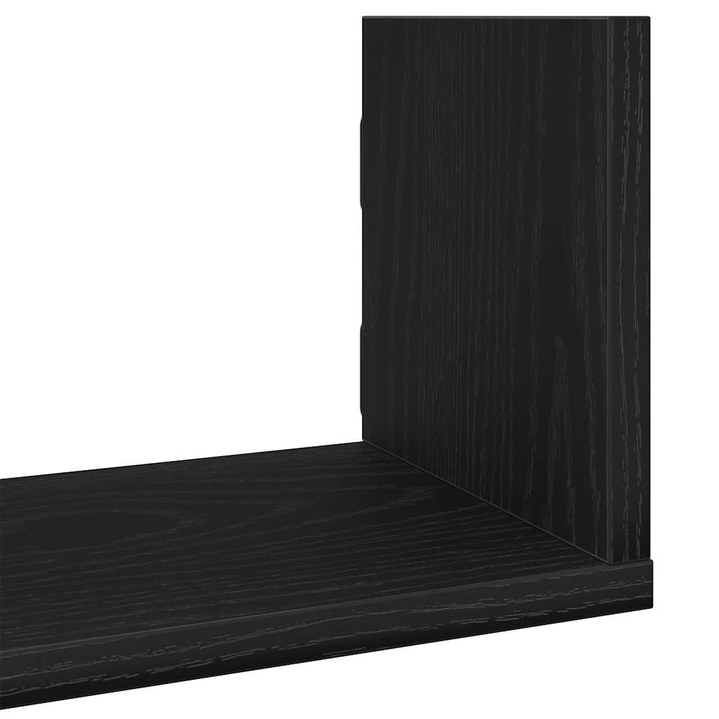 Mensole a Parete 3pz Rovere Nero 80x18x18 cm in Truciolato