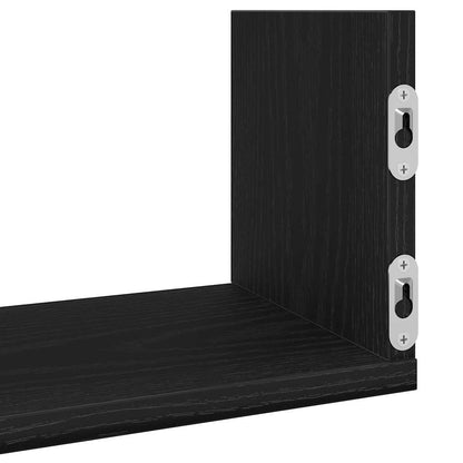 Mensole a Parete 3pz Rovere Nero 80x18x18 cm in Truciolato