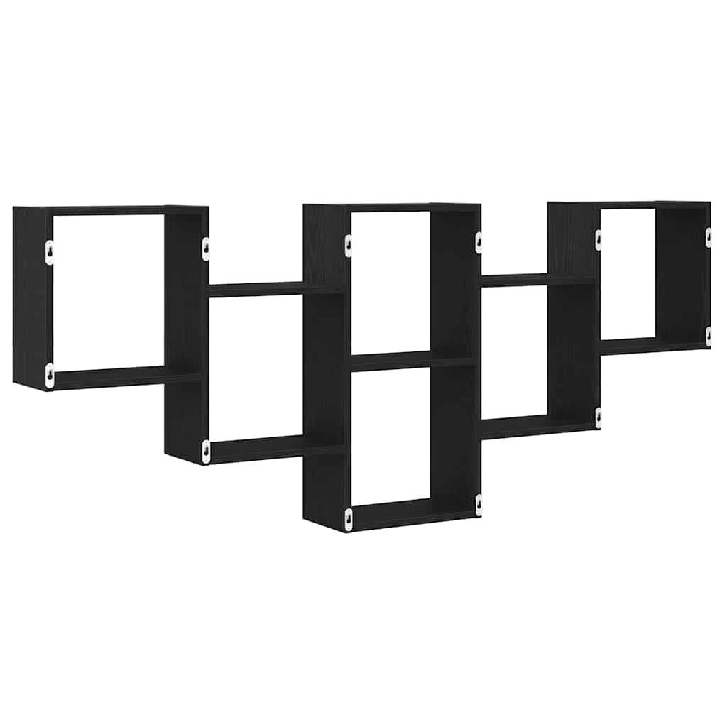 Scaffale a Parete Rovere Nero 159x18x66 cm in Truciolato