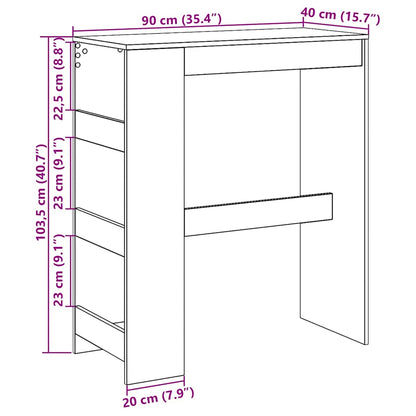 Tavolo Bar con Rastrelliera Rovere Nero 90x40x103,5 cm
