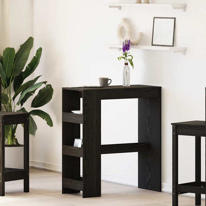 Tavolo Bar con Rastrelliera Rovere Nero 90x40x103,5 cm | homemem39