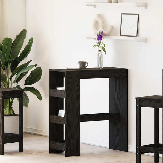 Tavolo Bar con Rastrelliera Rovere Nero 90x40x103,5 cm | homemem39