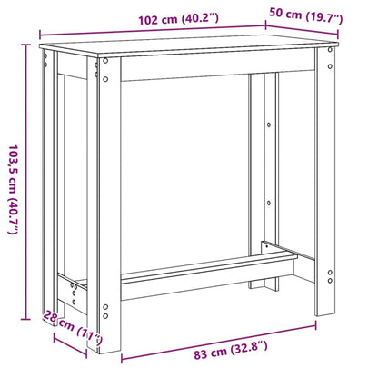 Tavolo da bar Rovere Nero 102 x 50 x 103.5 cm Legno multistrato
