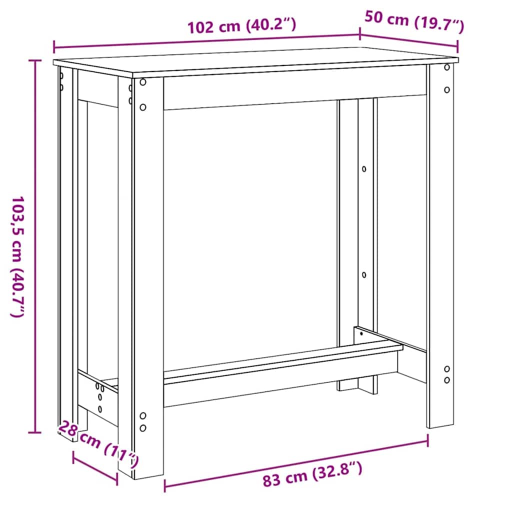Tavolo da bar Rovere Nero 102 x 50 x 103.5 cm Legno multistrato | homemem39