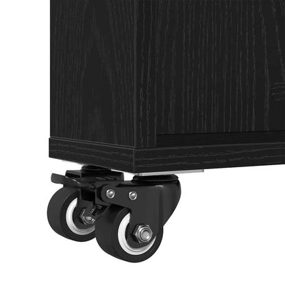 Carrello di Stoccaggio Stretto Rovere Nero 48 x 13 x 68 cm