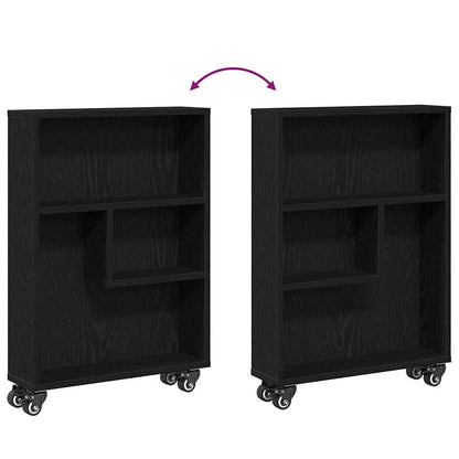 Carrello di Stoccaggio Stretto Rovere Nero 48 x 13 x 68 cm