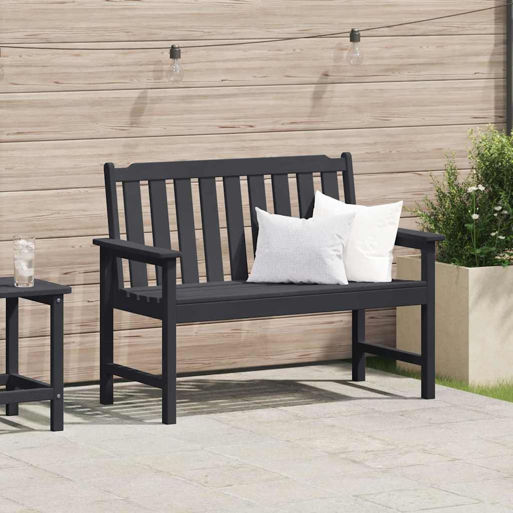 Panchina da giardino Nero 120 x 59 x 88 cm HDPE