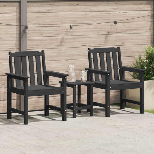 Sedia da pranzo da giardino 2 pcs Nero 65,5 x 59 x 88 cm HDPE