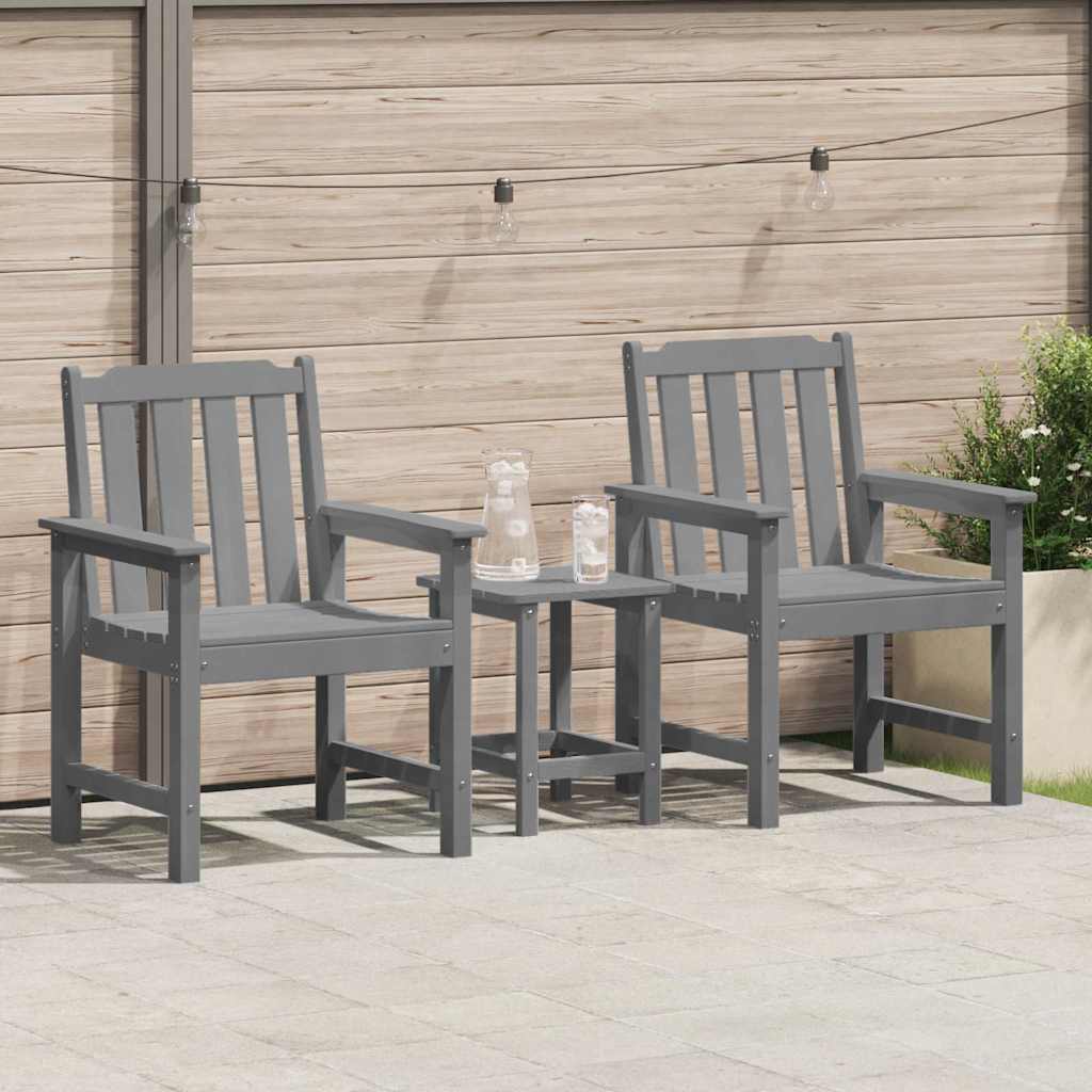 Sedia da pranzo da giardino 2 pcs Grigio chiaro HDPE