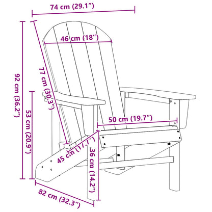 Sedia Adirondack Nero 82 x 74 x 92 cm HDPE