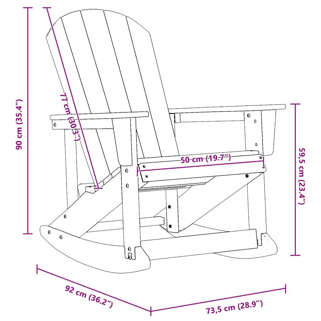 Poltrona a dondolo Adirondack Grigio chiaro HDPE | homemem39