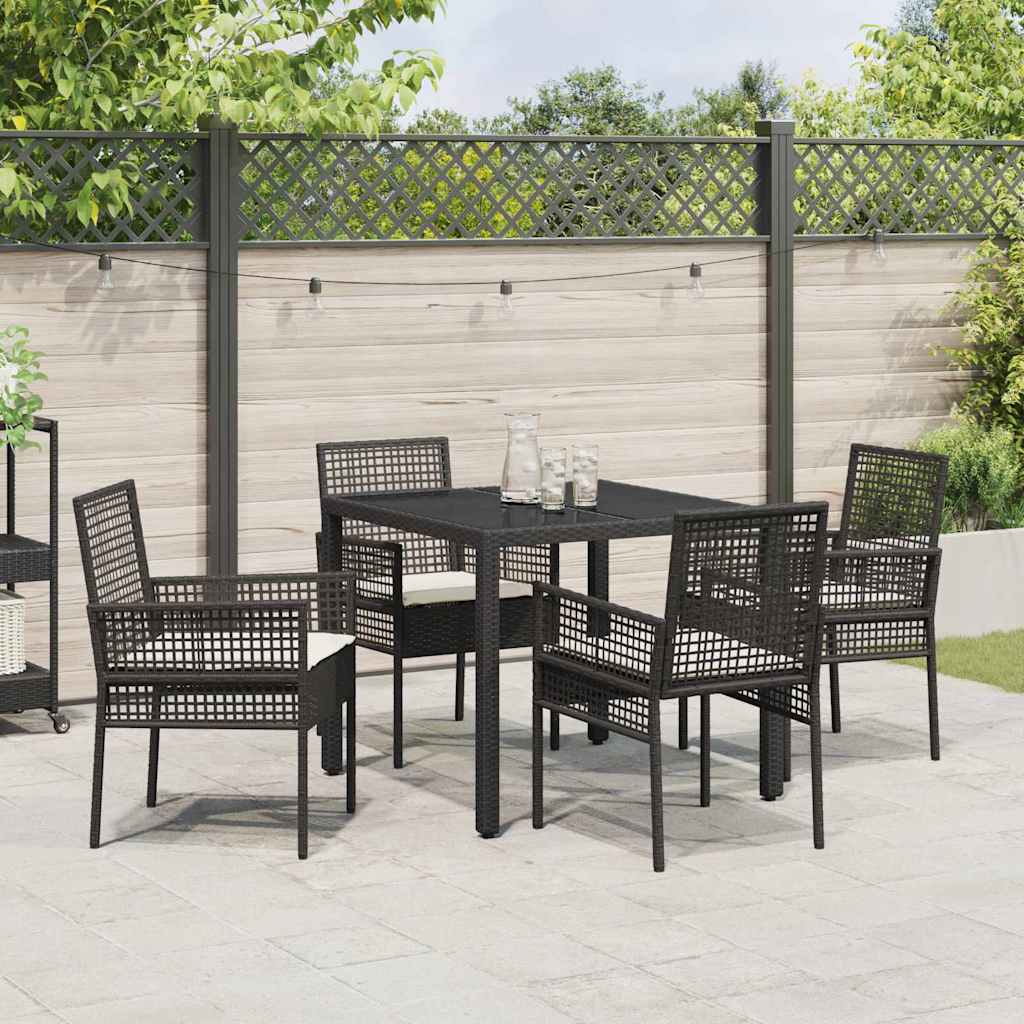 Set da Pranzo per Giardino 5 pcs Nero polyrattan | homemem39