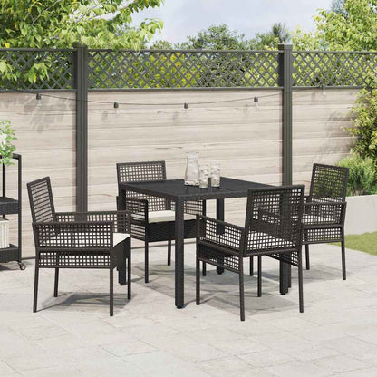 Set da Pranzo per Giardino 5 pcs Nero polyrattan | homemem39
