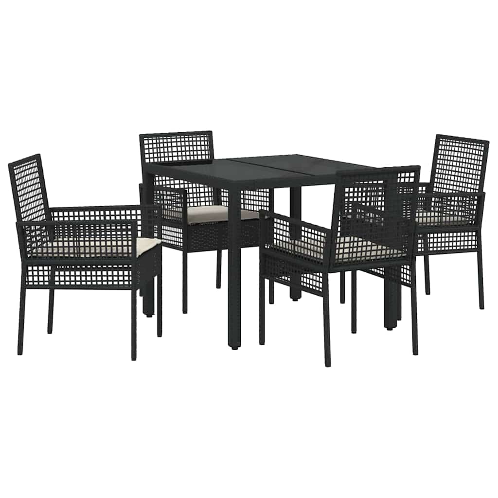 Set da Pranzo per Giardino 5 pcs Nero polyrattan | homemem39