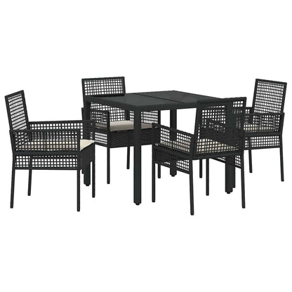 Set da Pranzo per Giardino 5 pcs Nero polyrattan | homemem39