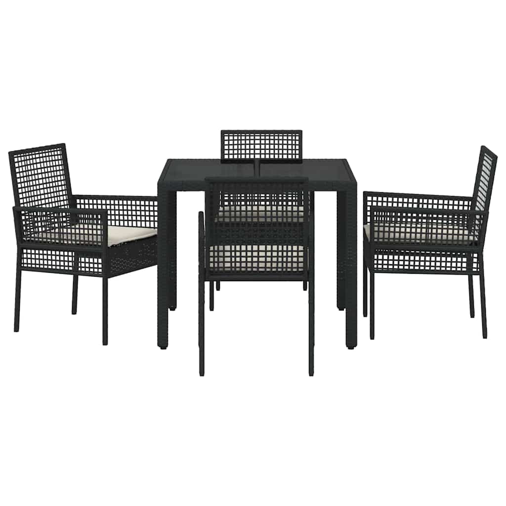 Set da Pranzo per Giardino 5 pcs Nero polyrattan | homemem39