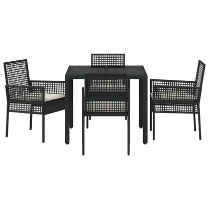 Set da Pranzo per Giardino 5 pcs Nero polyrattan | homemem39