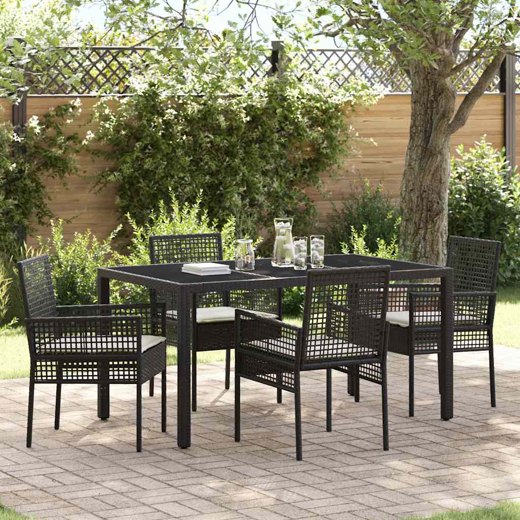 Set da Pranzo per Giardino 5 pcs Nero polyrattan | homemem39