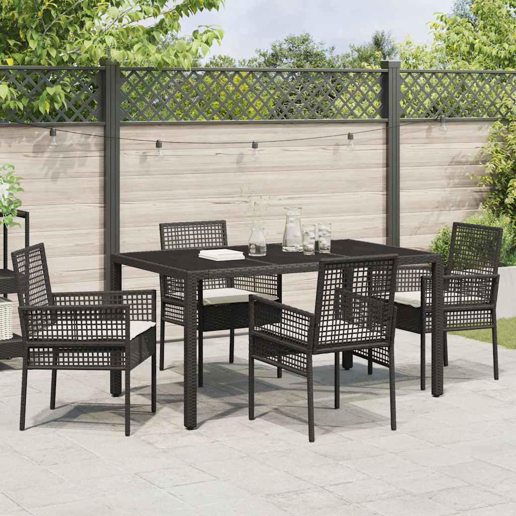 Set da Pranzo per Giardino 5 pcs Nero polyrattan | homemem39