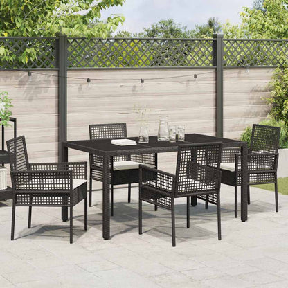 Set da Pranzo per Giardino 5 pcs Nero polyrattan | homemem39