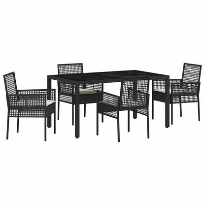 Set da Pranzo per Giardino 5 pcs Nero polyrattan | homemem39