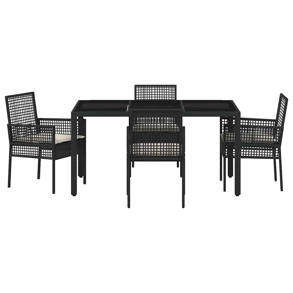 Set da Pranzo per Giardino 5 pcs Nero polyrattan | homemem39