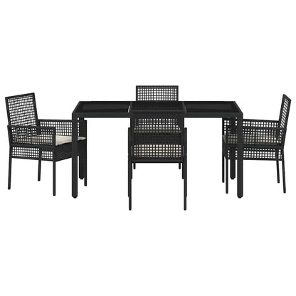 Set da Pranzo per Giardino 5 pcs Nero polyrattan | homemem39