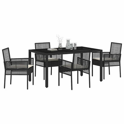 Set da Pranzo per Giardino 5 pcs Nero polyrattan | homemem39