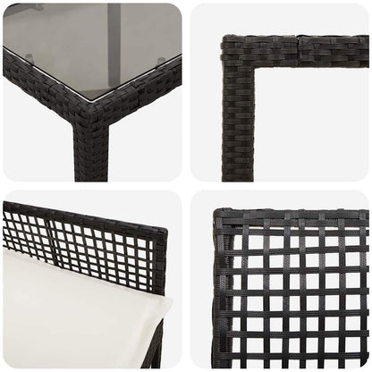 Set da Pranzo per Giardino 9 pcs Nero polyrattan | homemem39