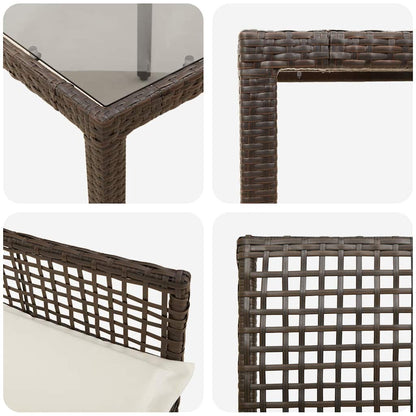 Set da Pranzo per Giardino 3 pcs Marrone polyrattan | homemem39
