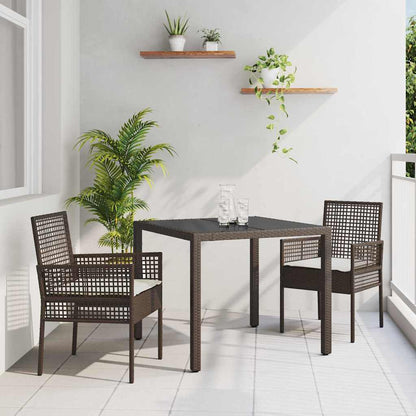 Set da Pranzo per Giardino 3 pcs Marrone polyrattan | homemem39