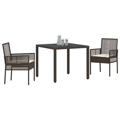Set da Pranzo per Giardino 3 pcs Marrone polyrattan | homemem39