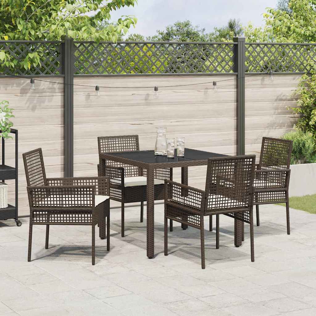 Set da Pranzo per Giardino 5 pcs Marrone polyrattan | homemem39
