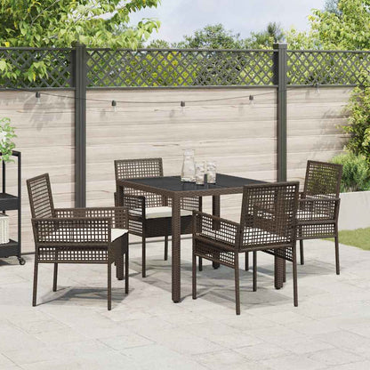 Set da Pranzo per Giardino 5 pcs Marrone polyrattan | homemem39