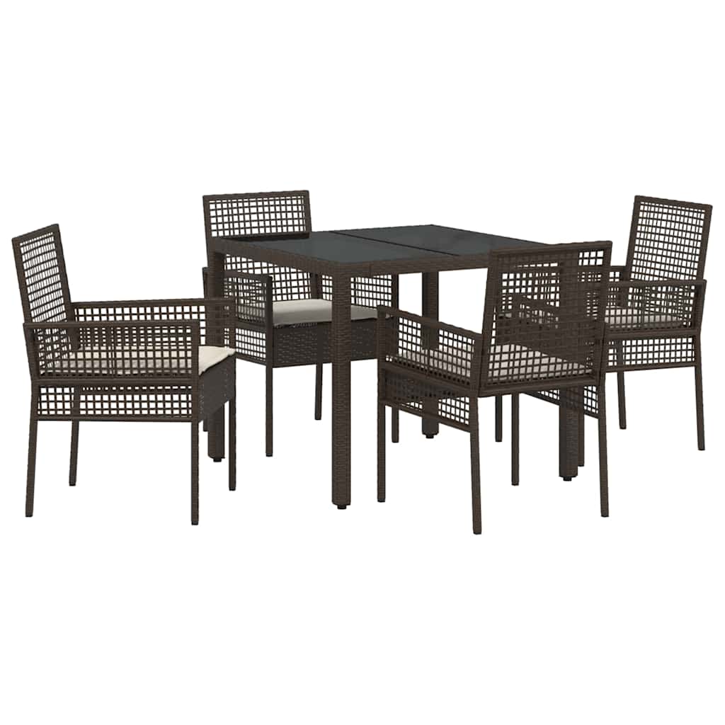 Set da Pranzo per Giardino 5 pcs Marrone polyrattan | homemem39