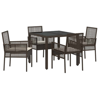 Set da Pranzo per Giardino 5 pcs Marrone polyrattan | homemem39