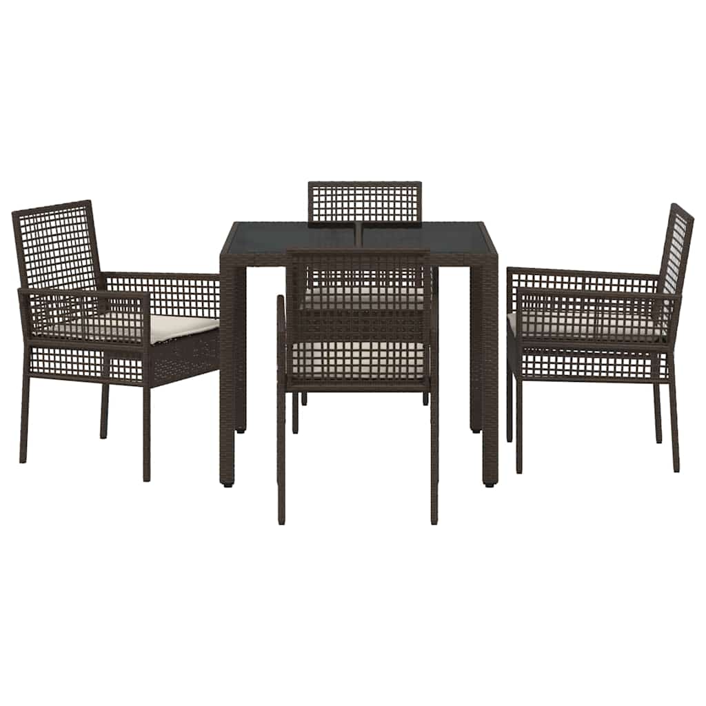 Set da Pranzo per Giardino 5 pcs Marrone polyrattan | homemem39