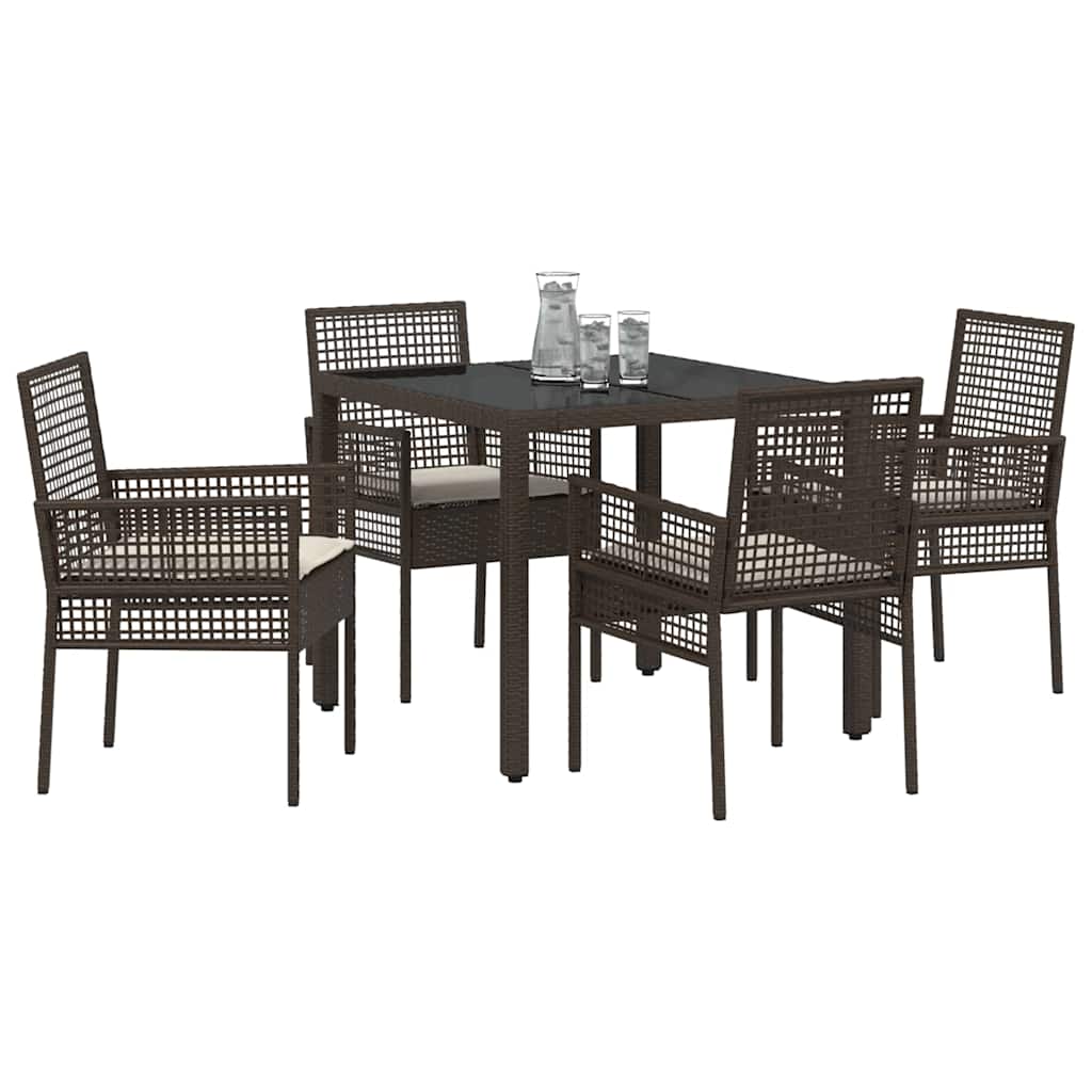 Set da Pranzo per Giardino 5 pcs Marrone polyrattan | homemem39