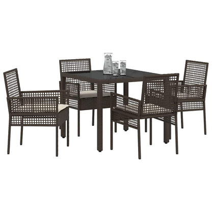 Set da Pranzo per Giardino 5 pcs Marrone polyrattan | homemem39
