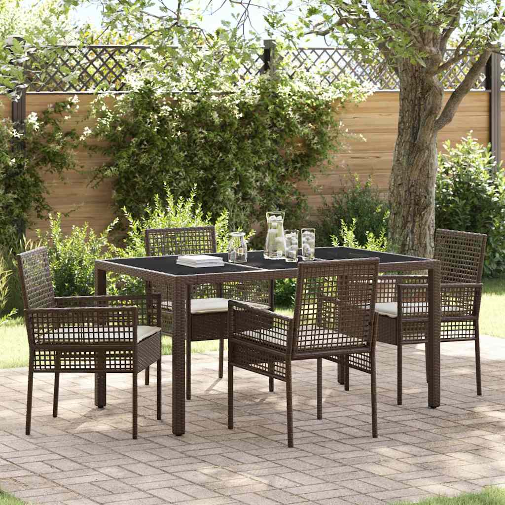Set da Pranzo per Giardino 5 pcs Marrone polyrattan