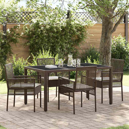 Set da Pranzo per Giardino 5 pcs Marrone polyrattan