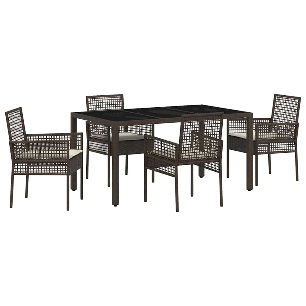 Set da Pranzo per Giardino 5 pcs Marrone polyrattan