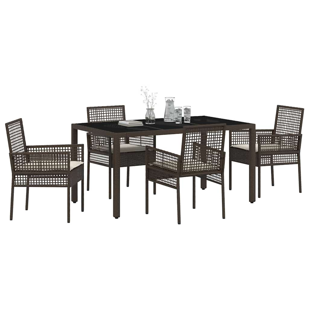 Set da Pranzo per Giardino 5 pcs Marrone polyrattan