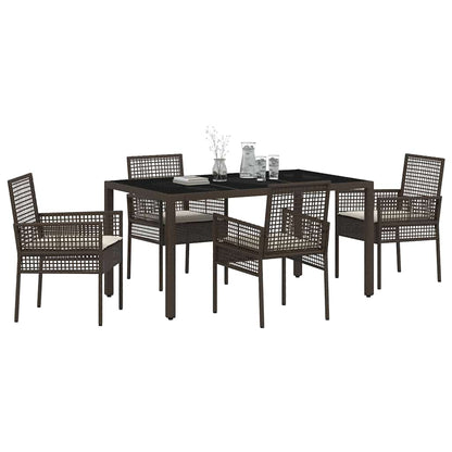 Set da Pranzo per Giardino 5 pcs Marrone polyrattan