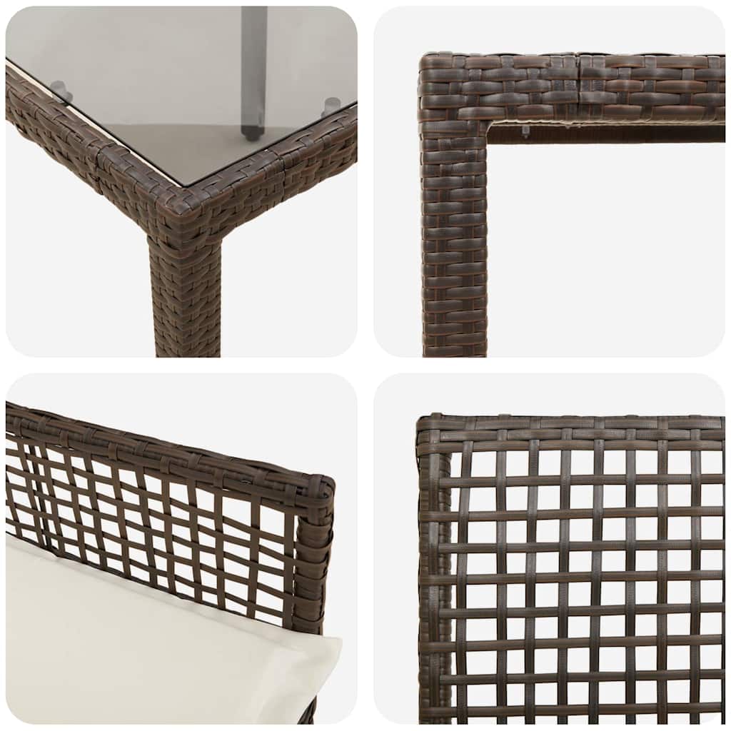 Set da Pranzo per Giardino 7 pcs Marrone polyrattan | homemem39