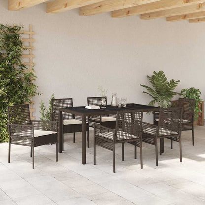 Set da Pranzo per Giardino 7 pcs Marrone polyrattan | homemem39